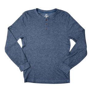 George Men’s Small (34-36) Thermal Henley Shirt Long Sleeve Waffle Knit Blue